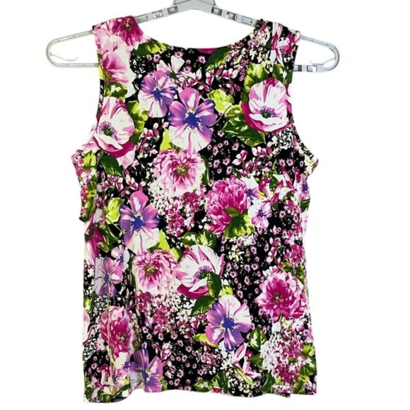 Dress Barn Cascade Ruffle Embellished Sleeveless Top Pink Purple Plus 14/16 - Picture 2 of 16